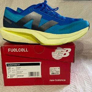 New Balance FuelCell Rebel v4 Blue & Yellow Running Shoes Size 7.5